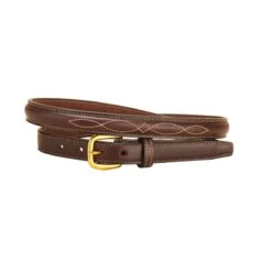 Tory Leather 3/4" Fancy Raised Belt With Brass Buckle