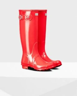 Hunter Original Tall Gloss Women's Boot 22 Hunter Original Tall Gloss Women's Boot -Equestrian Equipment Store bright coral 1