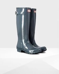Hunter Original Tall Gloss Women's Boot 21 Hunter Original Tall Gloss Women's Boot -Equestrian Equipment Store graphite 1